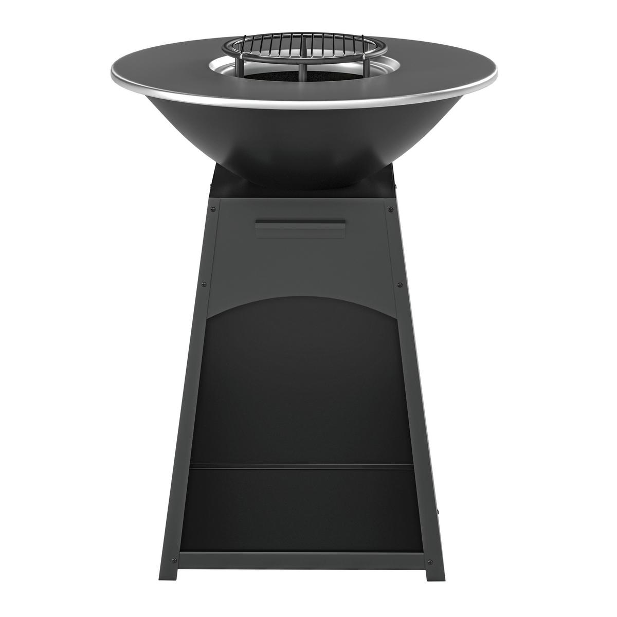 Holzkohlegrill Säule 2 Schwarz/Chrom/Edelstahlfarben - Chromfarben/Edelstahlfarben, MODERN, Metall (80/80/96cm) - Mömax