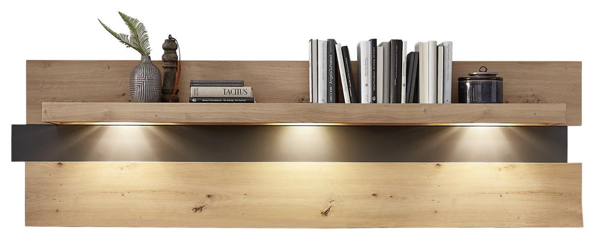 PANEL ŚCIENNY DETROIT - kolor grafitowy/dąb artisan, Trend, materiał drewnopochodny (197/58/26cm) - Carryhome