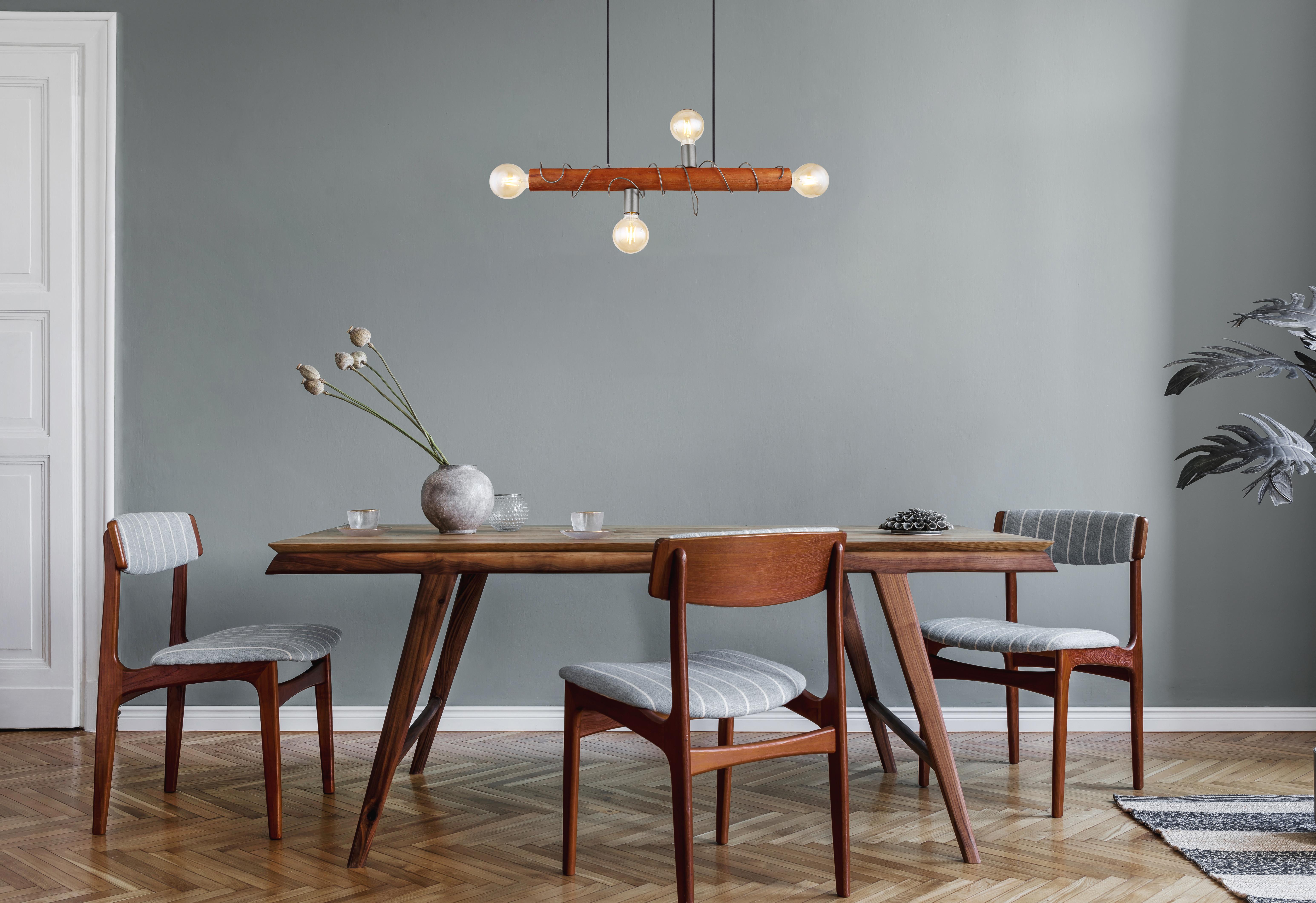 Hängeleuchte Alice Braun/Grau max. 60 Watt - Braun/Grau, Natur, Holz/Metall (70/20/120cm) - Globo