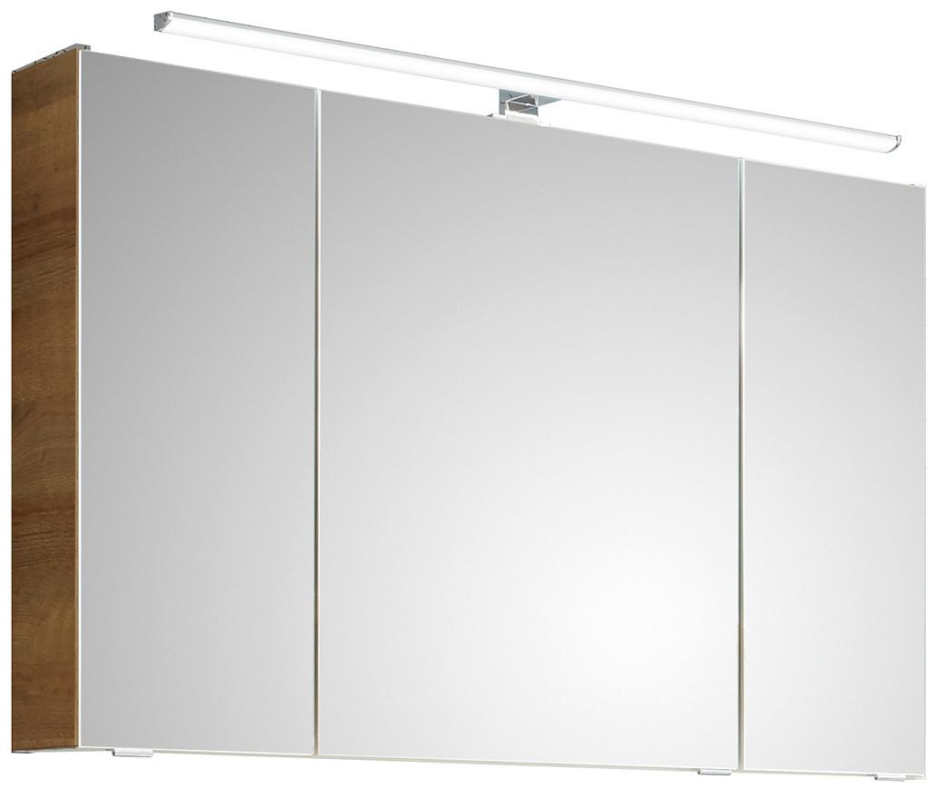 Tükrös Szekrény Luga - krómszínű/tölgyfa színű, Modern, faalapú anyag/Üveg (105/70/16cm)