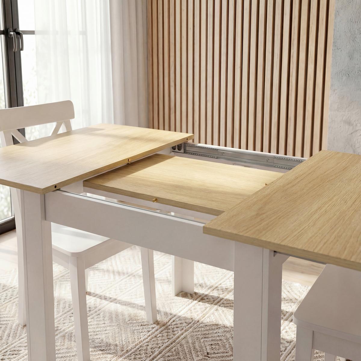 Esstisch Vcm Esstisch "pesoli"80/120x80 - Honigeiche/Weiss, Modern, Holzwerkstoff (80-120/80/75,5cm) - MID.YOU