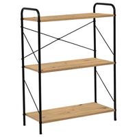 Regal Tim 3, Barva Hrasta, Črna - črna/hrast artisan, Trend, kovina/leseni material (63/89/30cm)