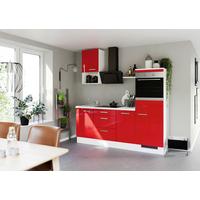 Küchenblock IBZ ohne Geräte ca. 215 cm Rot - Edelstahlfarben/Rot, Design, Holzwerkstoff/Metall (215cm) - Impuls