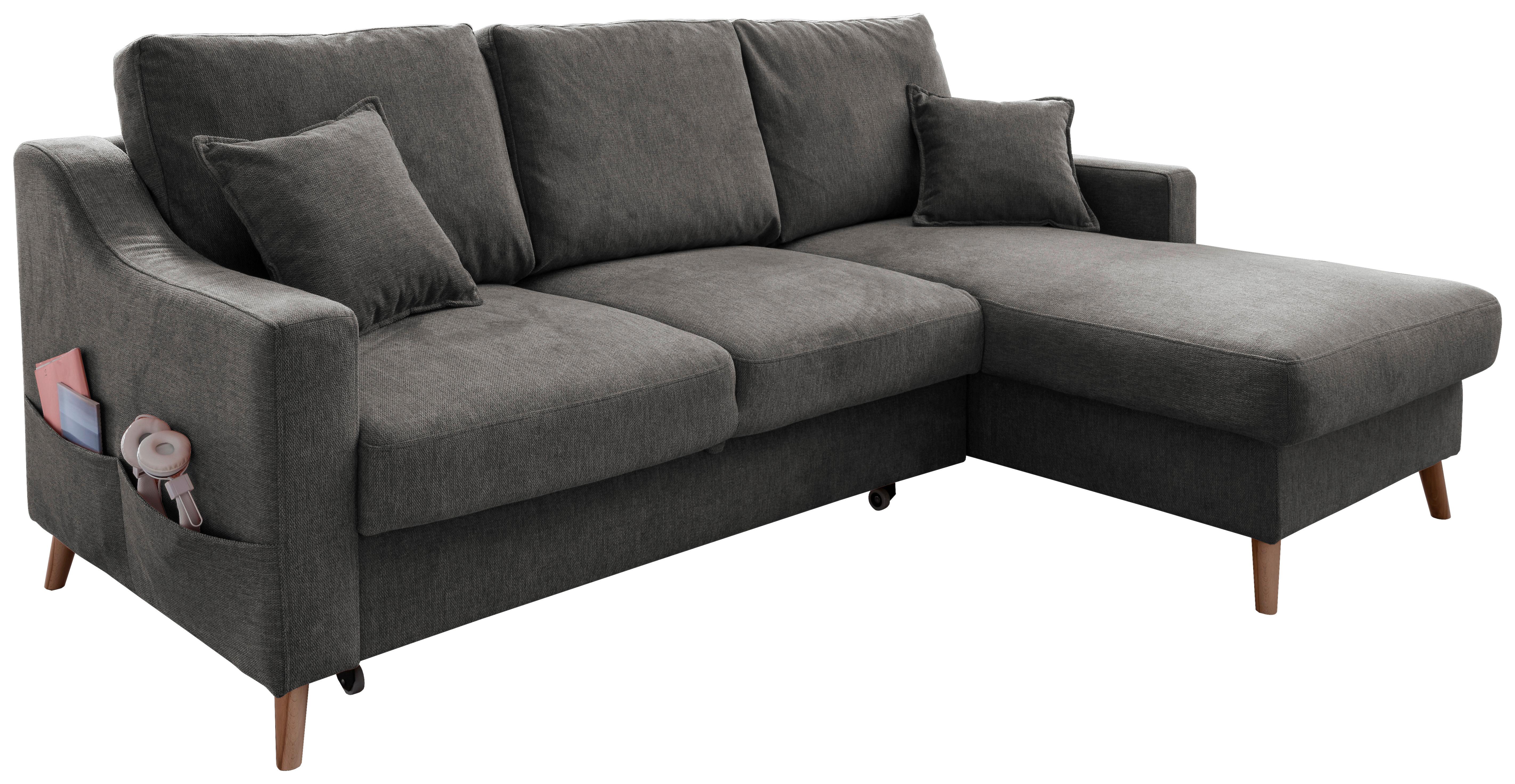 Wohnlandschaft Valentina Anthrazit Struktur - Anthrazit/Naturfarben, KONVENTIONELL, Holz/Textil (228/150cm) - P & B