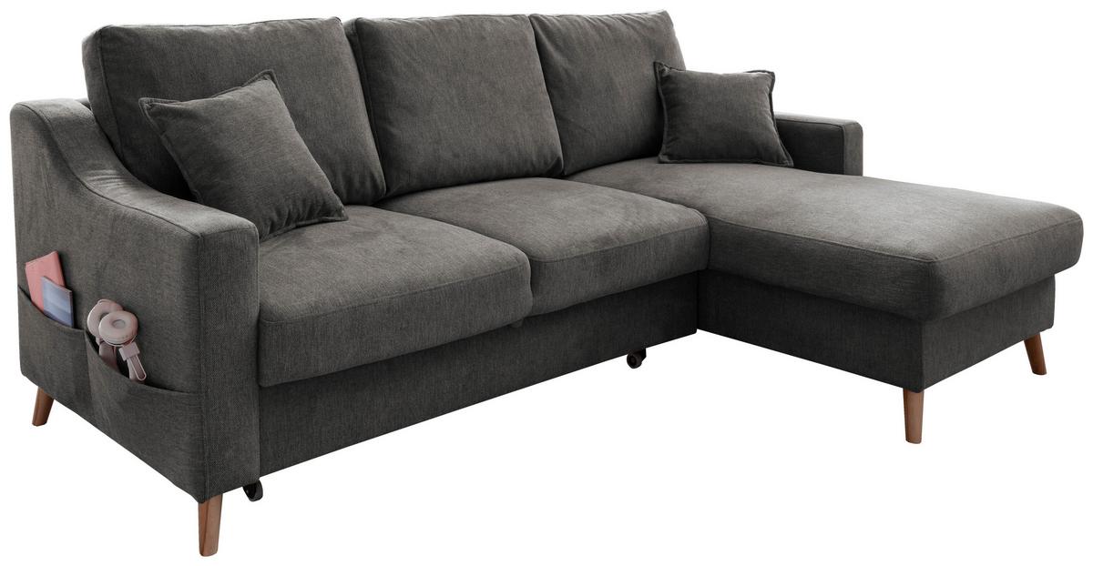 Wohnlandschaft Valentina Anthrazit Struktur - Anthrazit/Naturfarben, KONVENTIONELL, Holz/Textil (228/150cm) - P & B