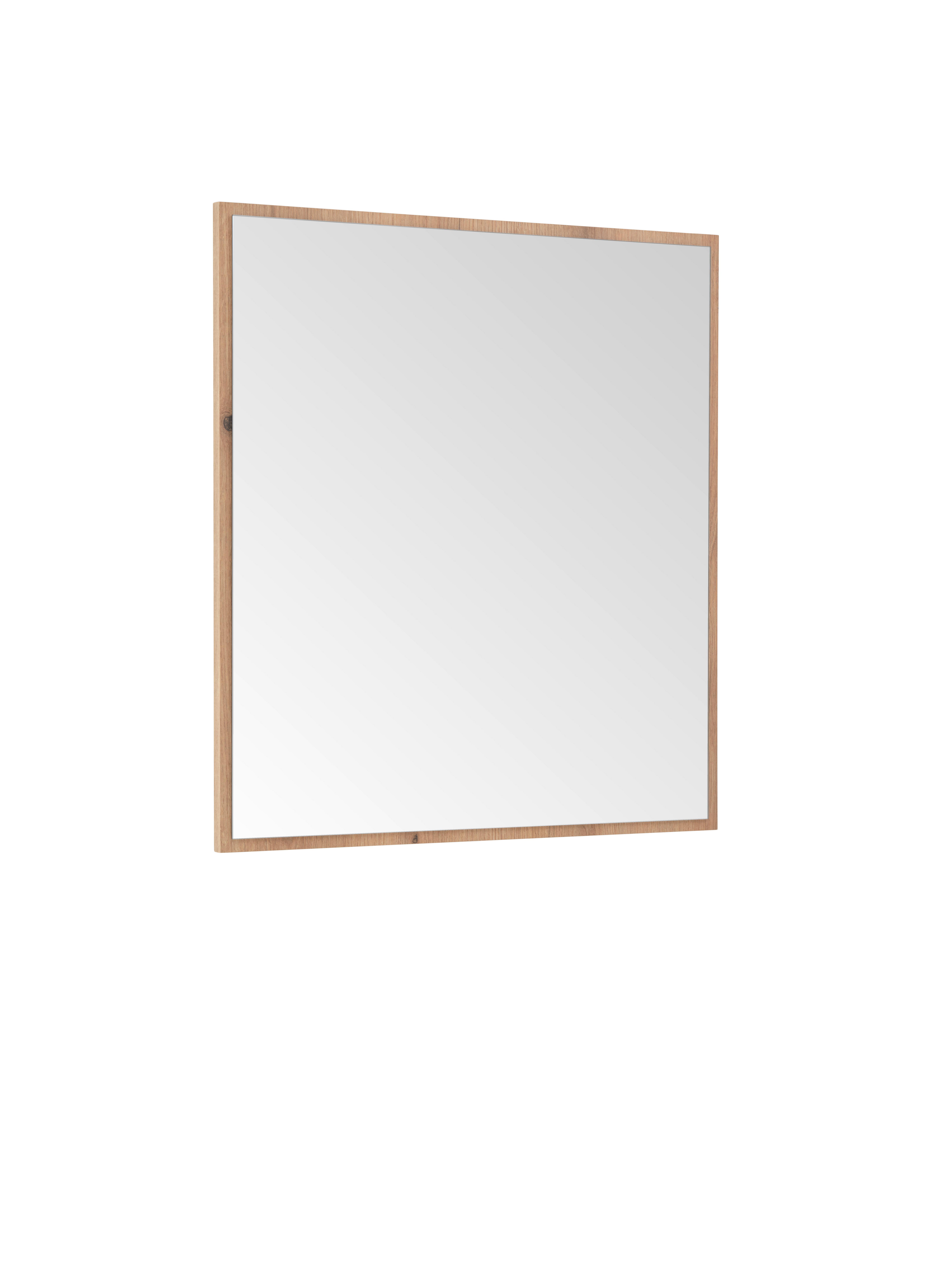 Oglindă CLEVER - culoare lemn stejar, Modern, sticlă/material pe bază de lemn (70/75/2cm) - Modern Living