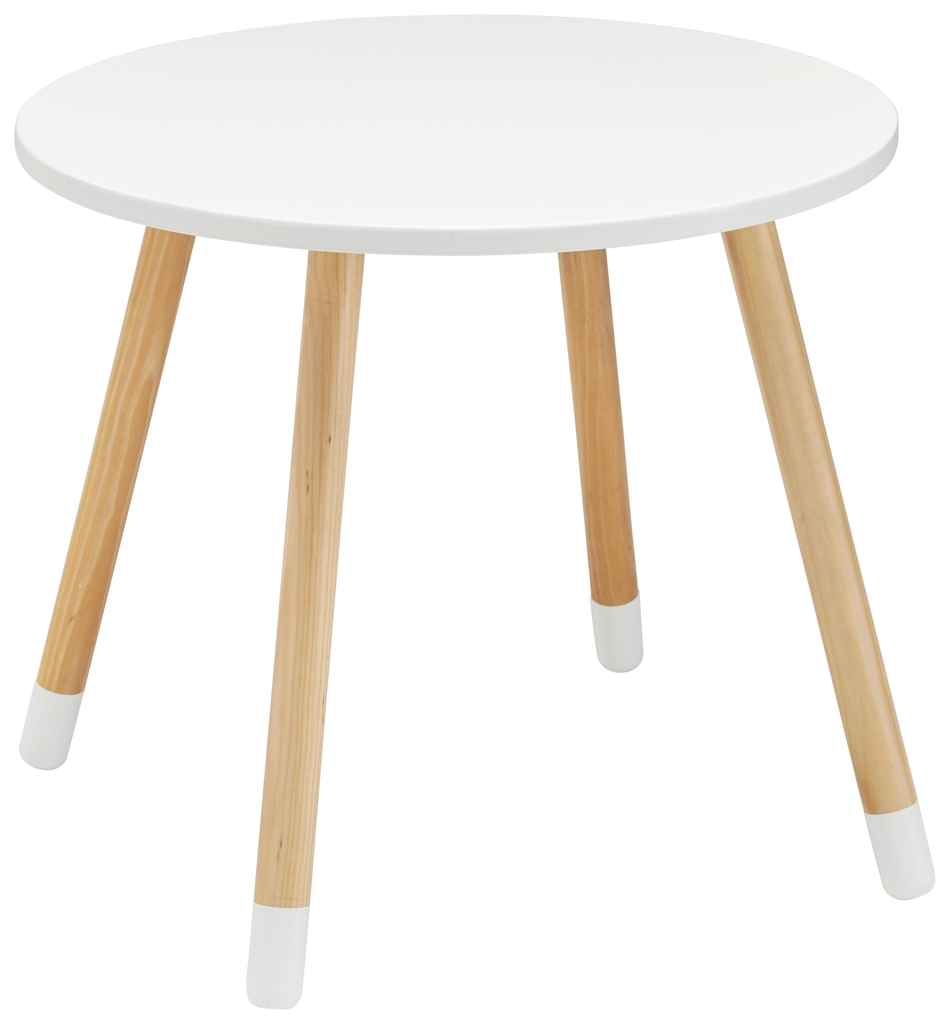 Kindertisch Leni Weiß/ /Pinie Echtholz Ø ca. 55,9 cm - Weiß/Pinienfarben, MODERN, Holz (55,9/49,5cm) - Bessagi Kids
