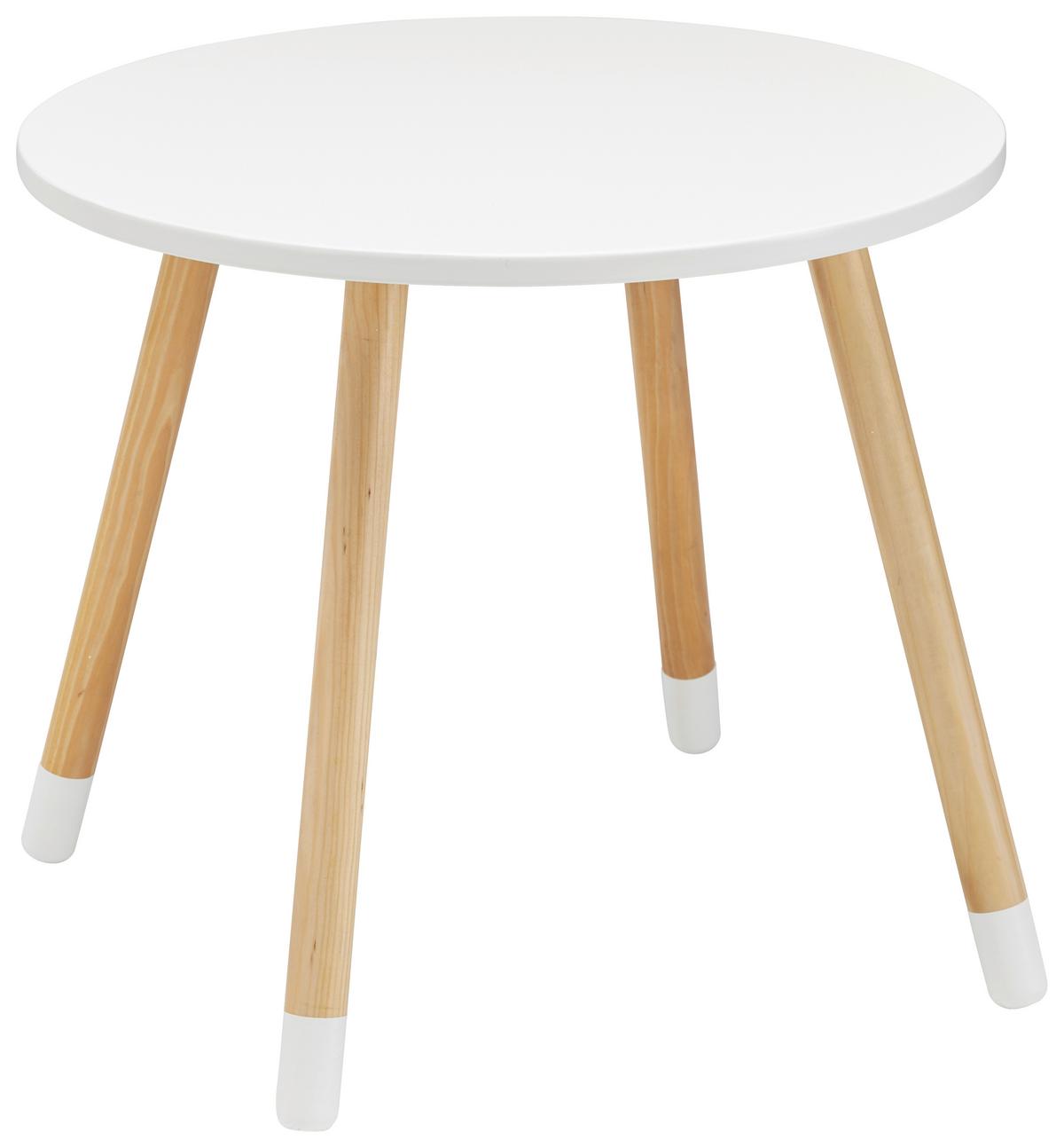 Kindertisch Leni Weiß/ /Pinie Echtholz Ø ca. 55,9 cm - Weiß/Pinienfarben, MODERN, Holz (55,9/55,9/49,5cm) - Bessagi Kids