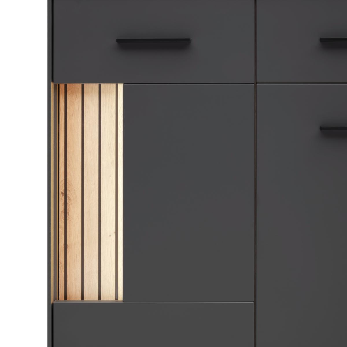 Sideboard Alara Eiche/Anthrazit - Schwarz, MODERN, Holzwerkstoff/Kunststoff (170/87/40cm) - Mömax