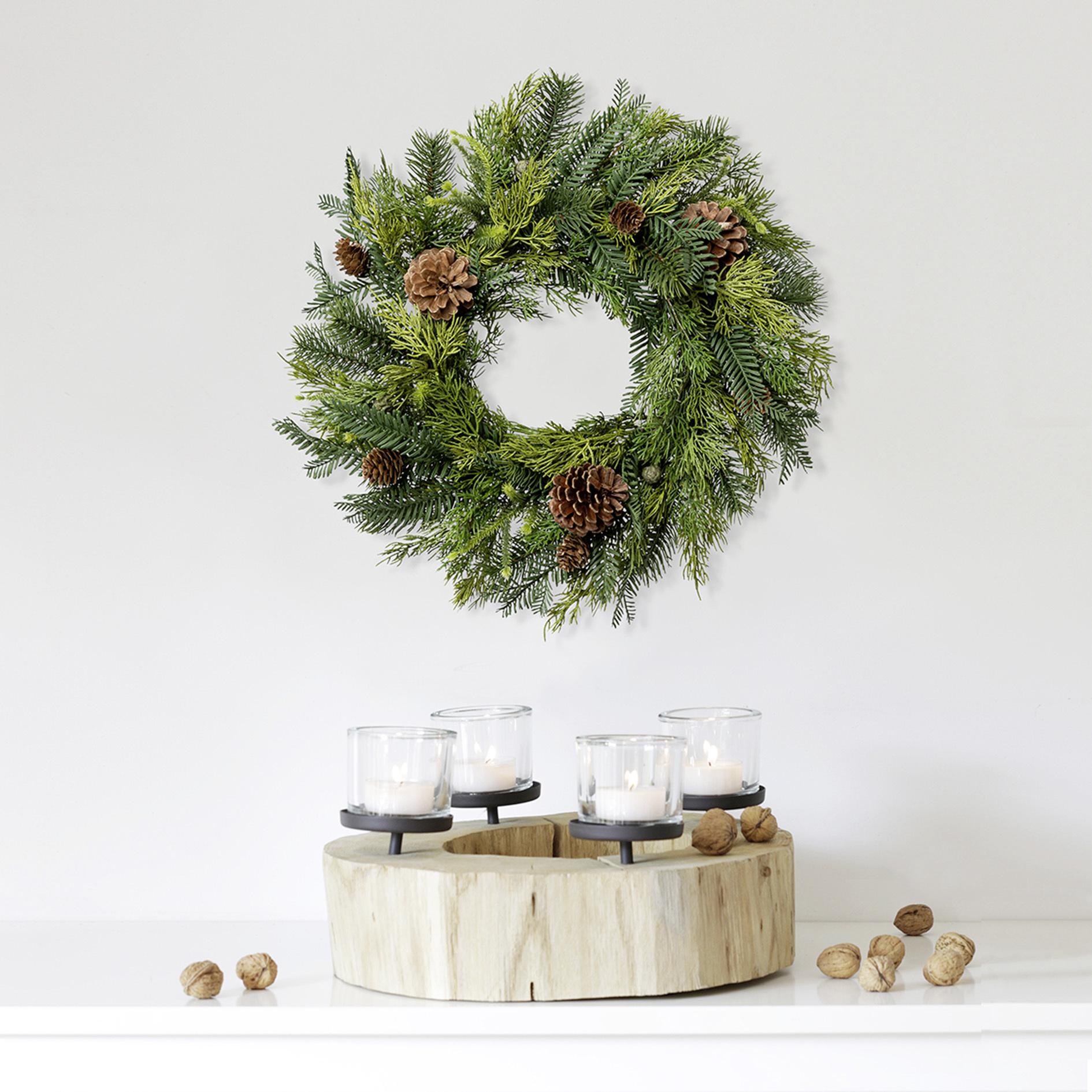 Dekokranz Tannenmix Ø ca. 50cm - Braun/Grün, Trend, Kunststoff (50cm) - X-Mas