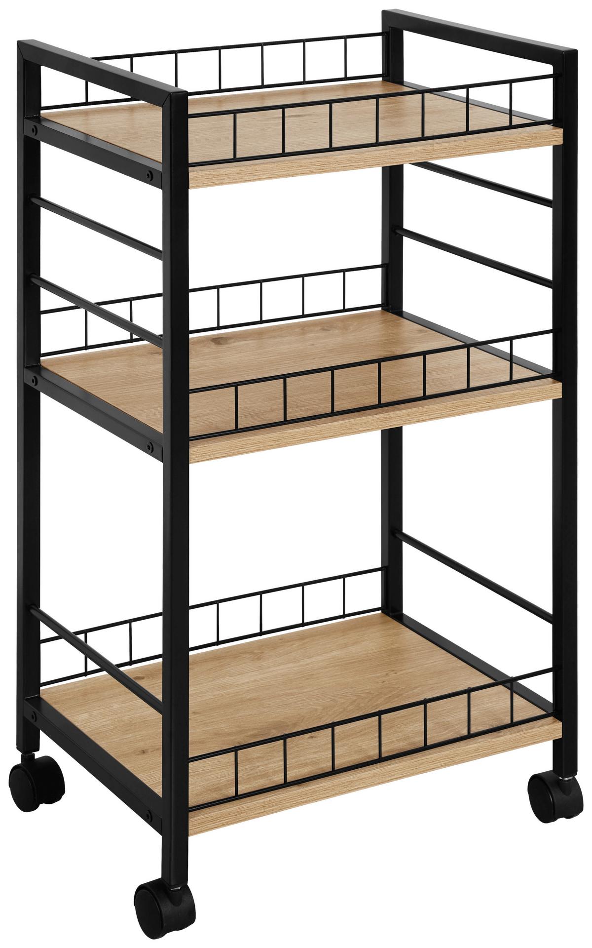 Cărucior pentru servit TROMSO 2 - stejar Artisan/negru, Trend, plastic/metal (40/76/30cm) - Zandiara