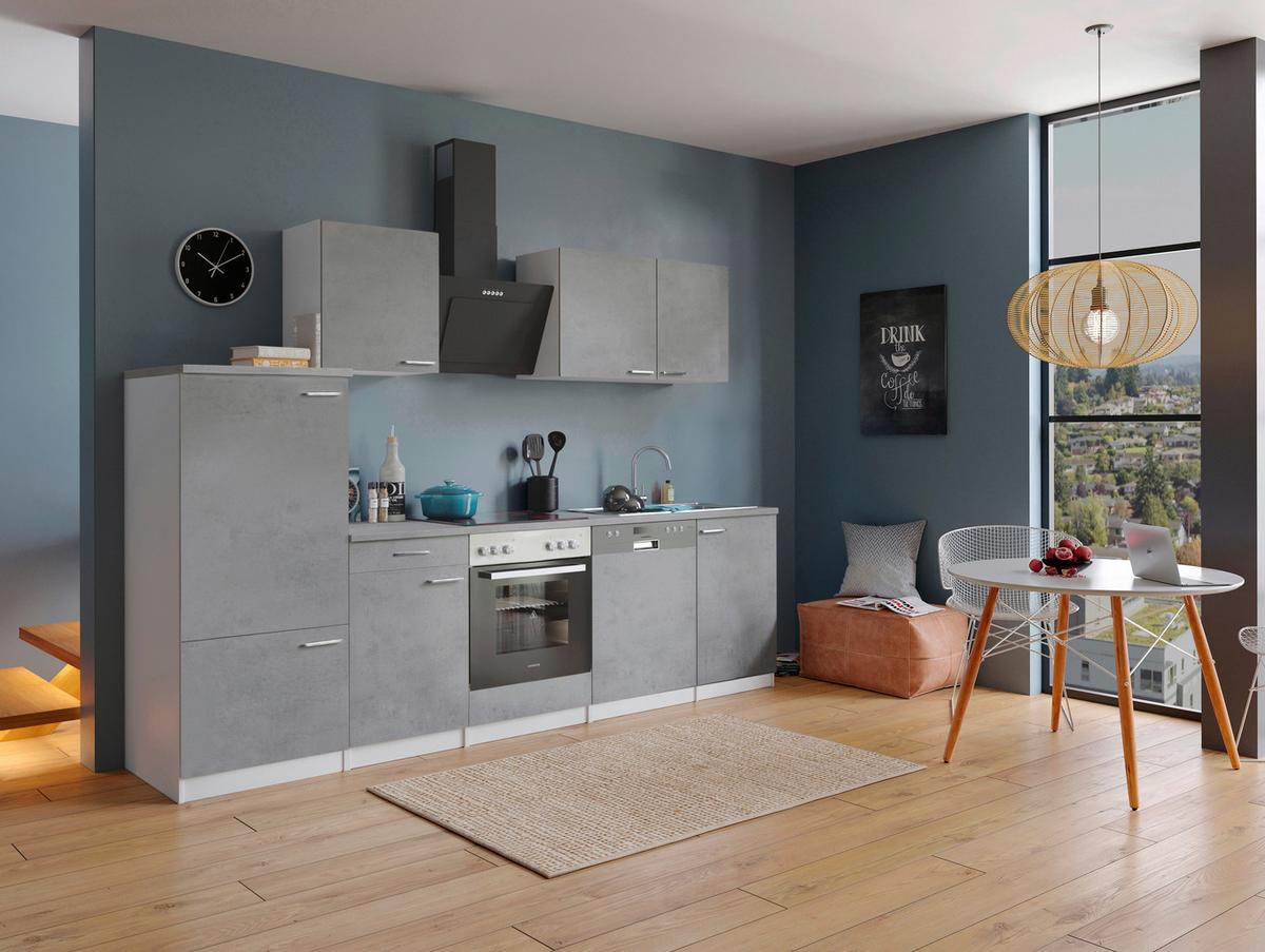 Kuhinjski Blok Z Aparati Malia, 280cm - barve nerjavečega jekla/siva, Basics, kovina/leseni material (280cm) - Respekta