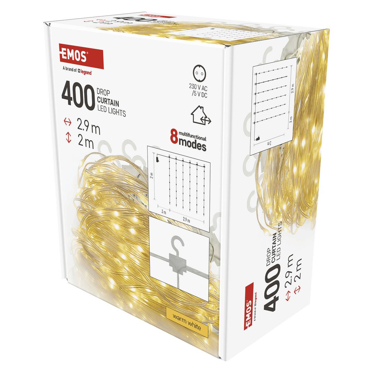 Led Fényfüggöny 400db Led - áttetsző, Basics, műanyag (2,9/2cm)