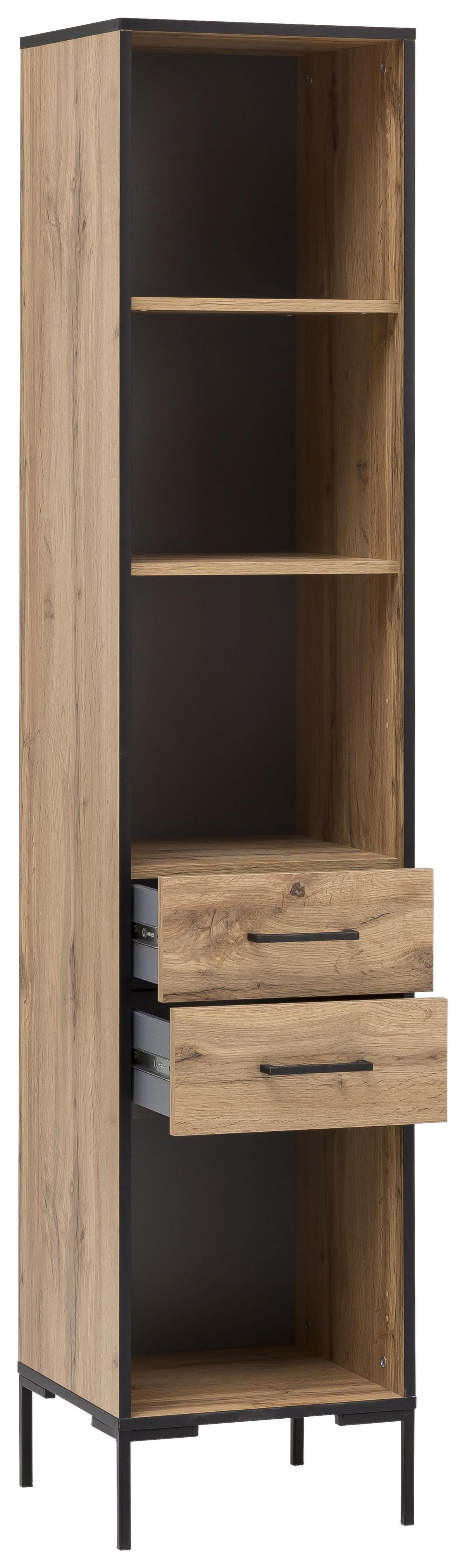 Standregal "Serie 2000" , eiche - Eichefarben/Schwarz, KONVENTIONELL, Holzwerkstoff/Metall (40,2/194,2/39cm) - MID.YOU