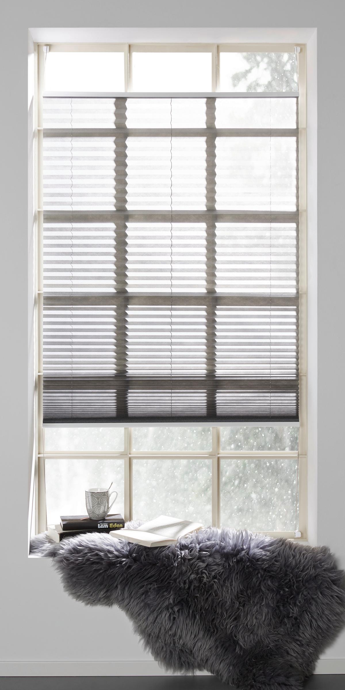 Plissee Free in Grau ca. 90x210cm - Grau, Textil (90/210cm) - Premium Living