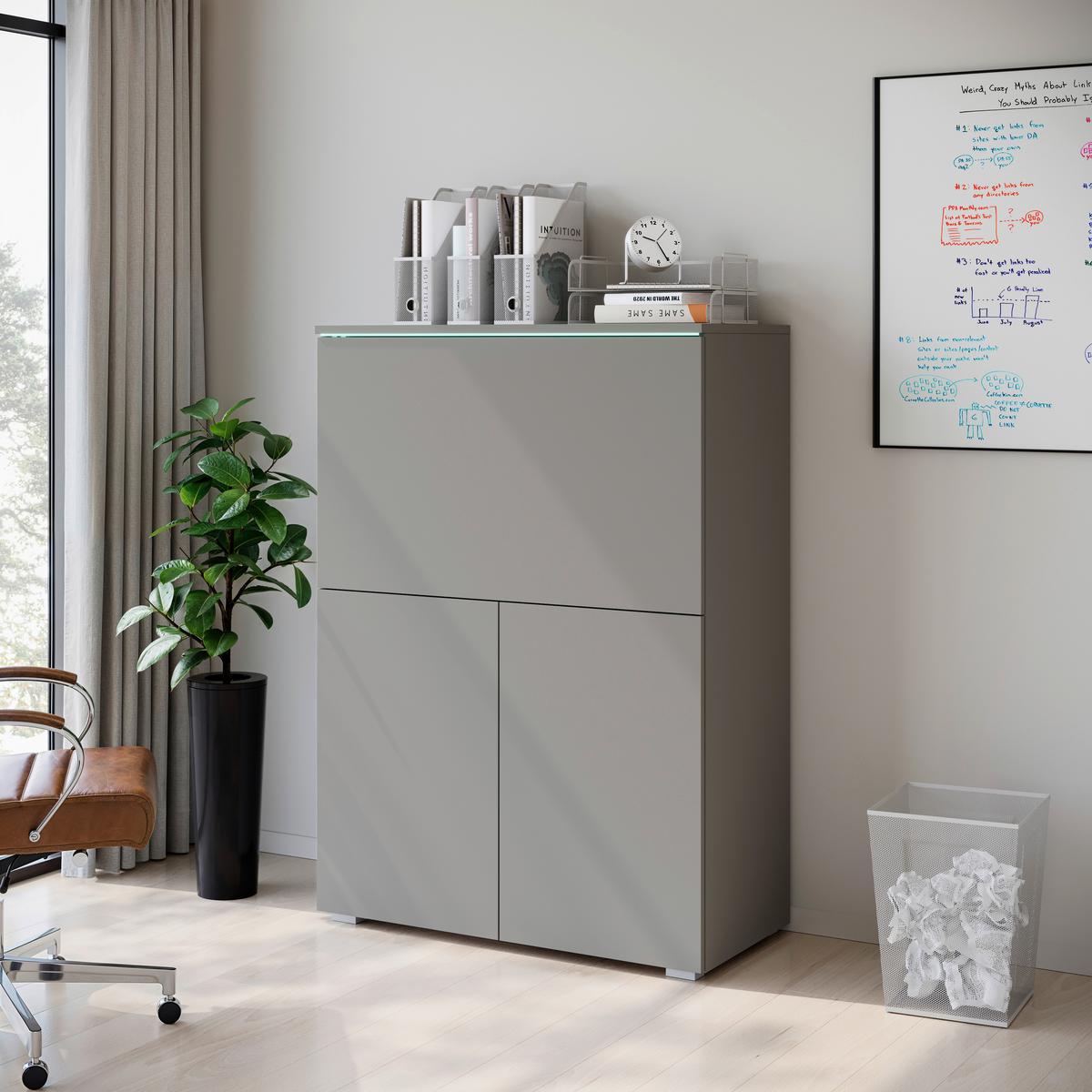 Sekretär VERA 90 Grau - Grau, Design, Holzwerkstoff/Kunststoff (90/125,1/42cm) - P & B