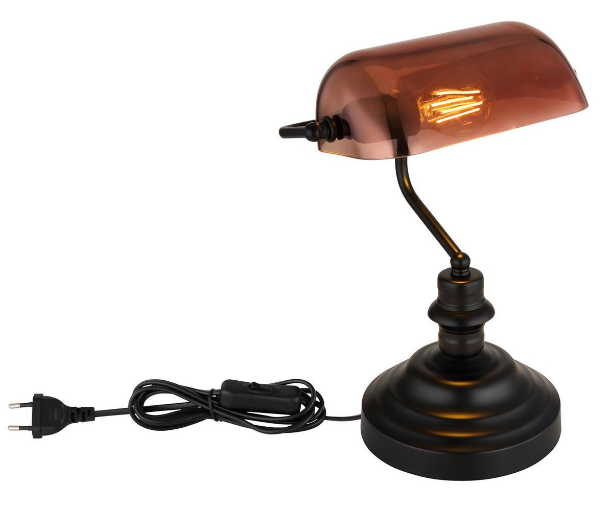 Tischleuchte Antique Kupferfarben max. 60 Watt - Klar/Kupferfarben, Konventionell, Glas/Metall (25/19/36cm) - Globo