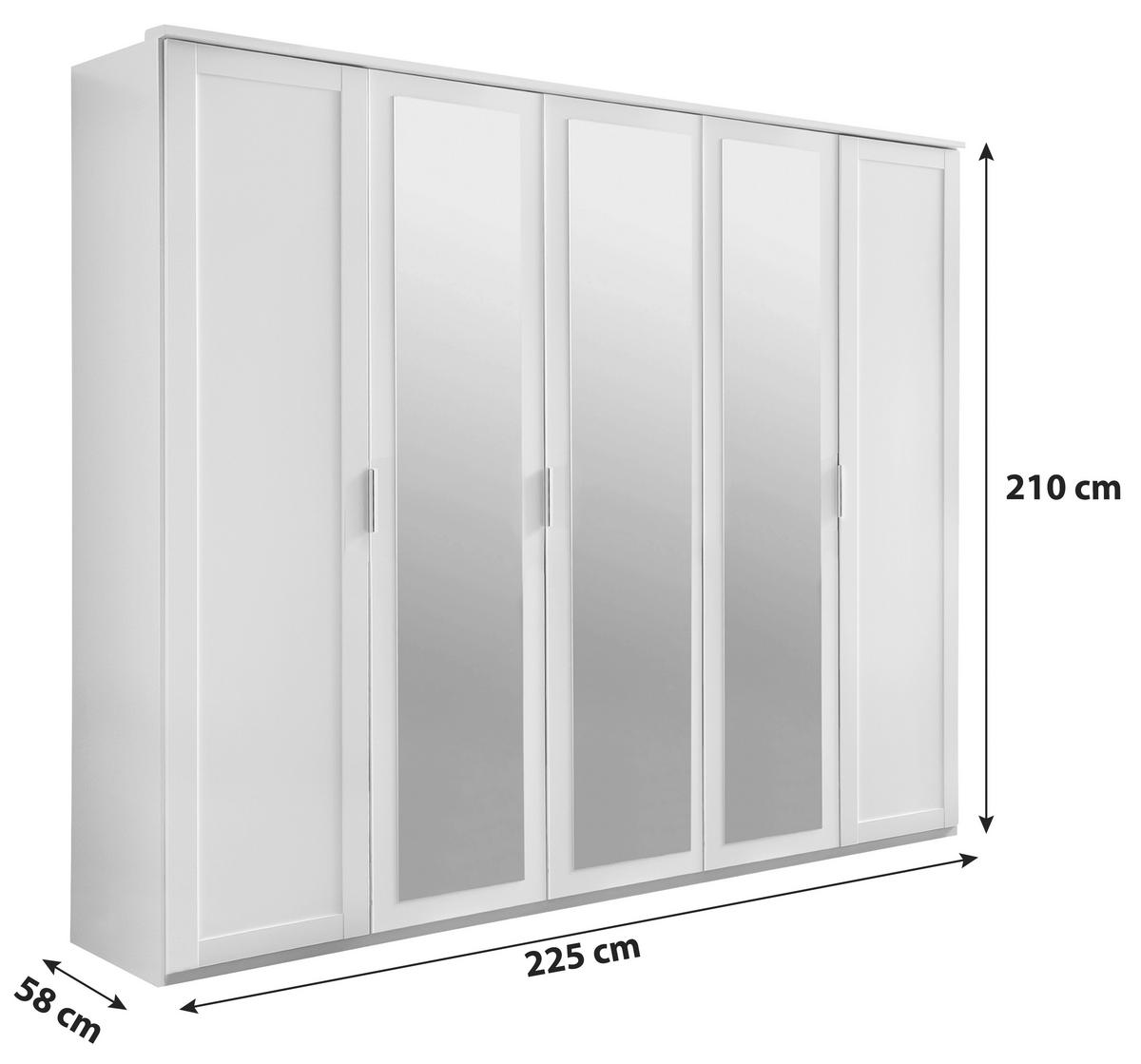 Ormar S Klasičnim Vratima Nadja - bijela/srebrne boje, Konvencionalno, staklo/drvni materijal (225/210/58cm) - Modern Living