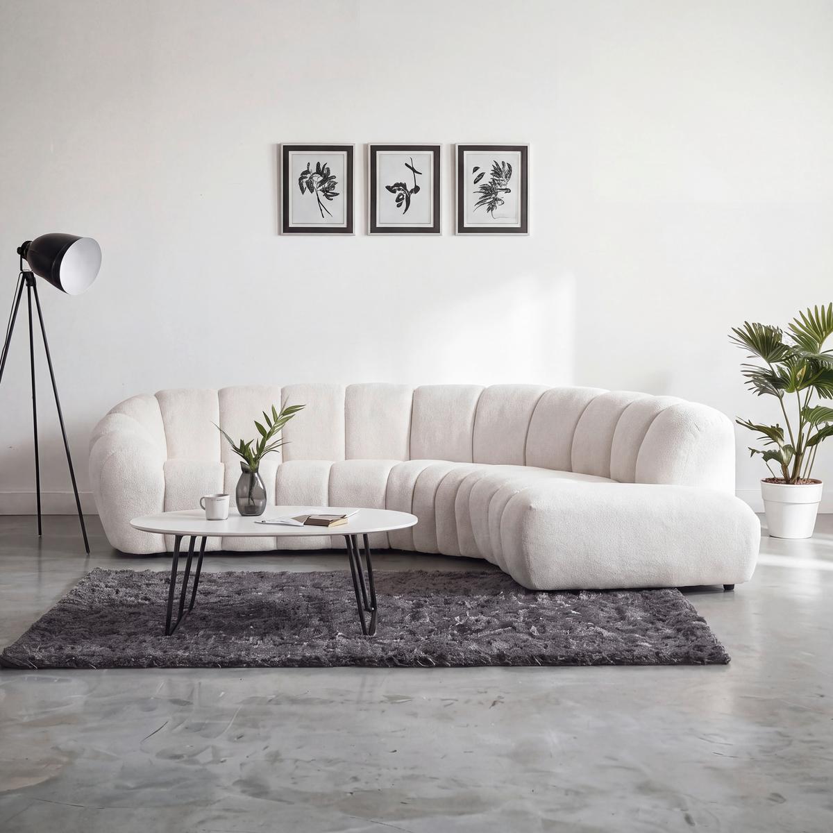 Megasofa Deseo Beige - Beige/Schwarz, MODERN, Kunststoff/Textil (310/250cm) - Mömax