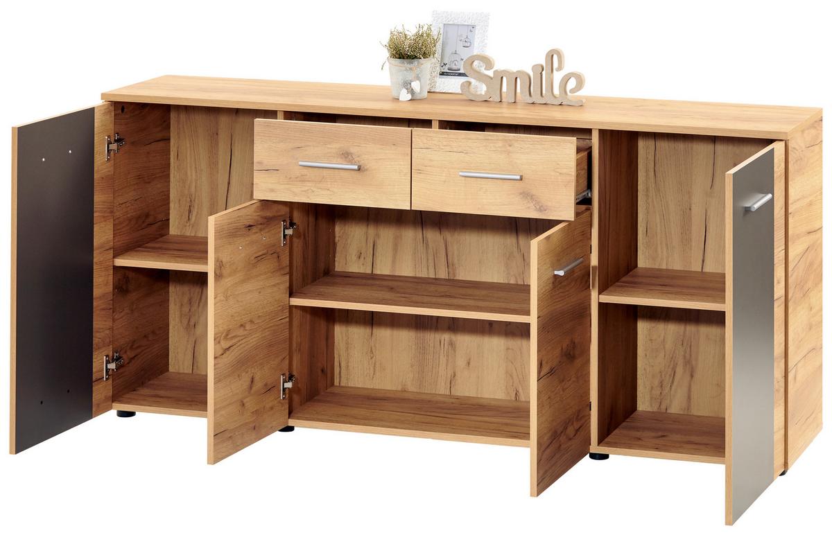 Comodă Uno - culoare lemn stejar/gri, Modern (177/80/40cm) - Modern Living