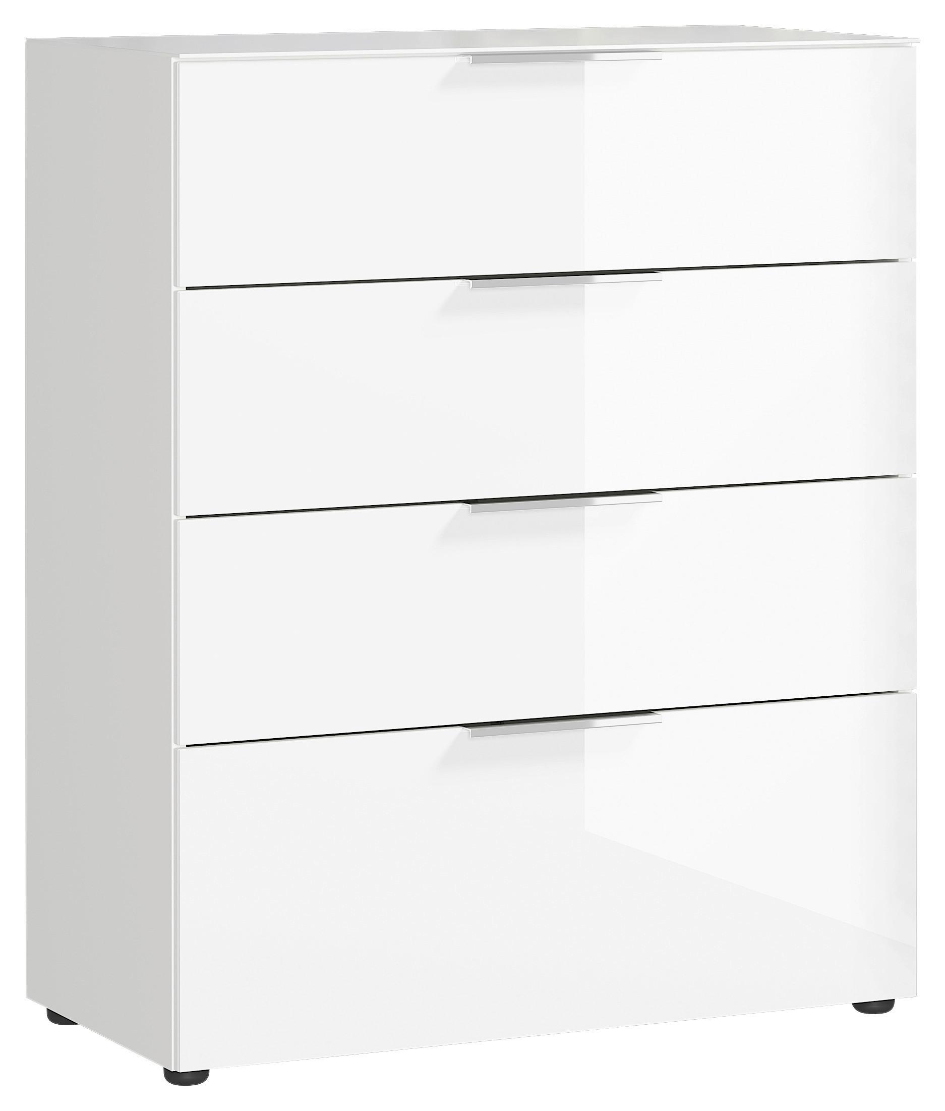 Kommode In Weiss - Chromfarben/Weiss, Modern, Glas/Holzwerkstoff (83/102/42cm) - Premium Living