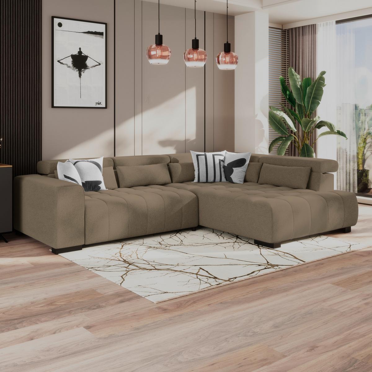 Kutna Garnitura Matera - smeđa/crna, Trend, tekstil/drvo (311/226cm)