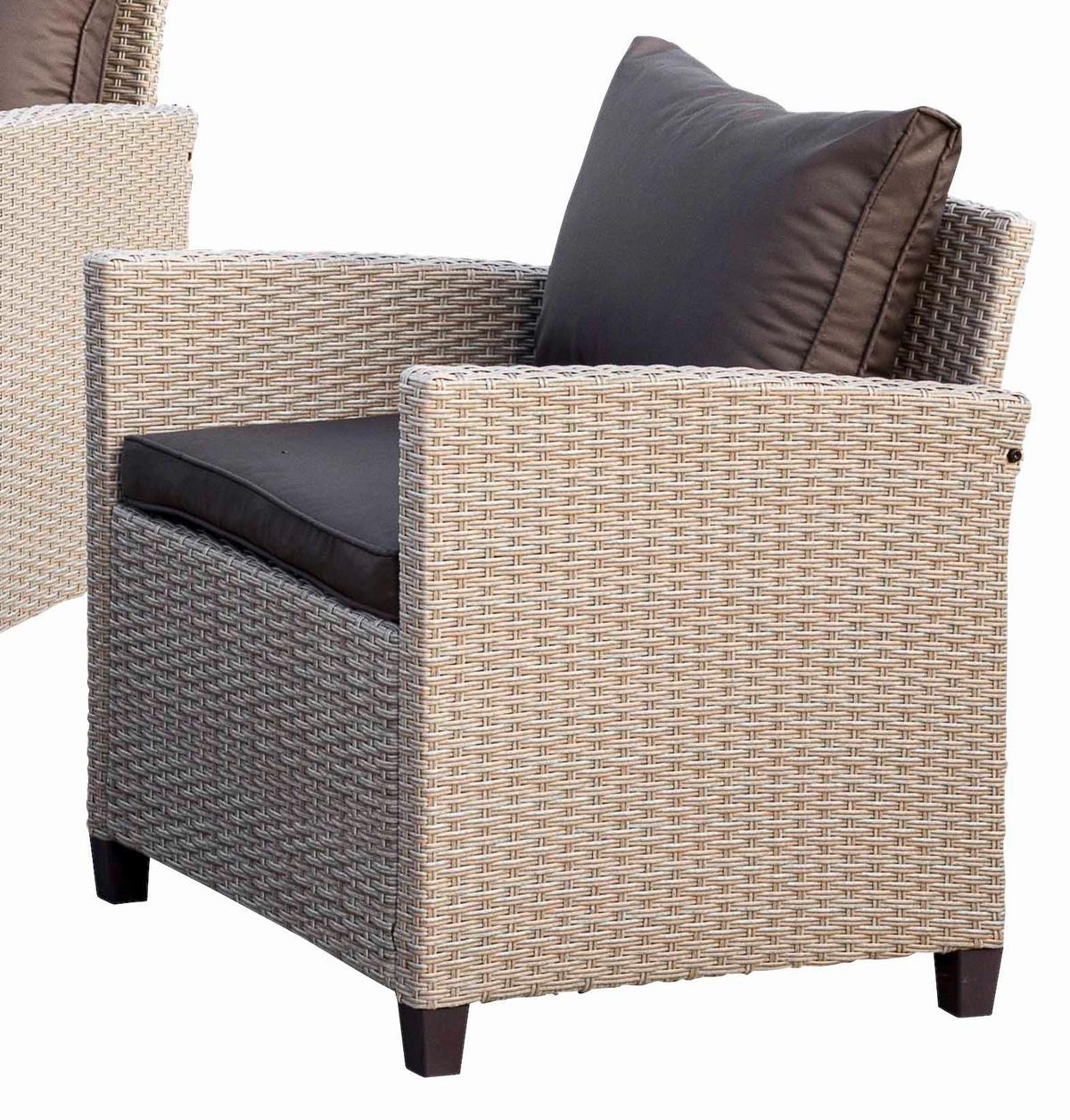 Lounge Garnitura Striano, 6-Delno - temno rjava/naravne barve, Konvencionalno, kovina/umetna masa (172/75/65cm) - Gardenson