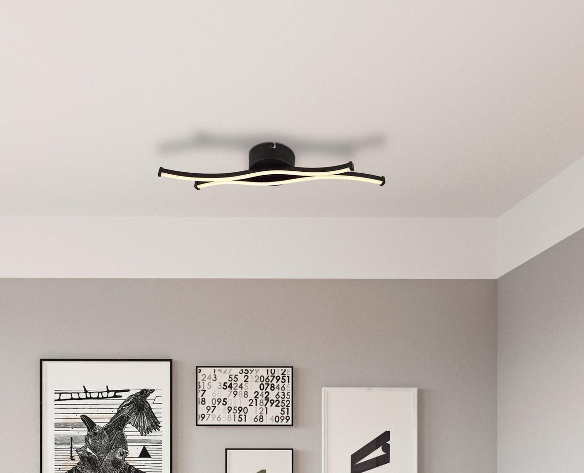 Led Stropna Svjetiljka Opal , Crna - crna/opalna, Design, metal/plastika (47,6/10/5,6cm) - Globo