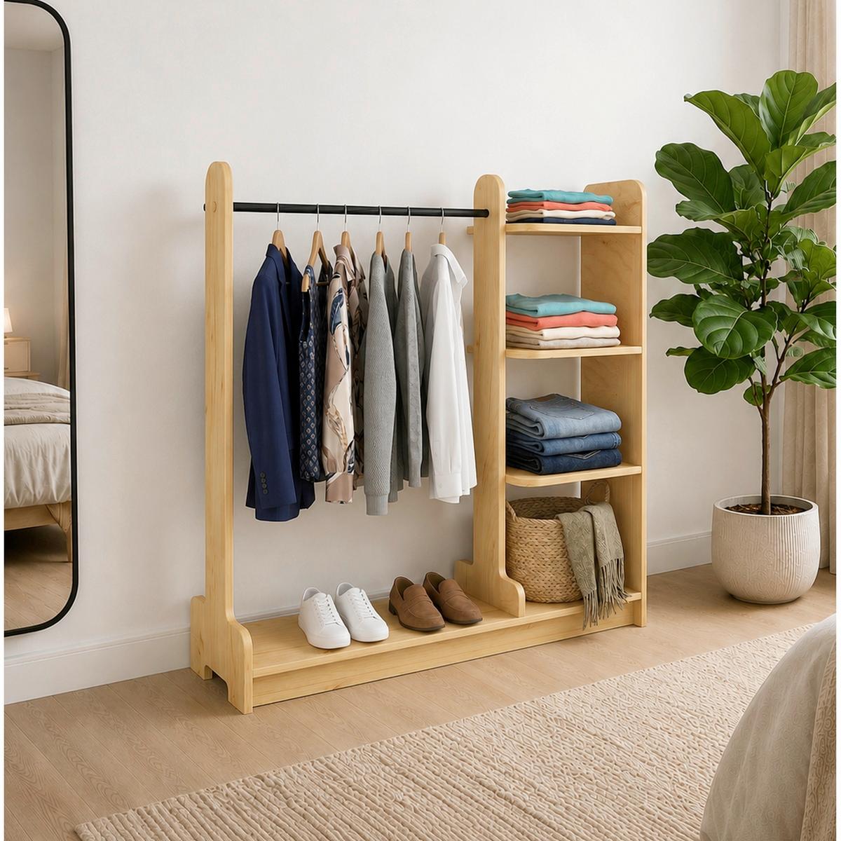 Garderobe Lempu L Honigeiche - Honigeiche, MODERN, Holzwerkstoff/Metall (106/110/35cm) - Livetastic