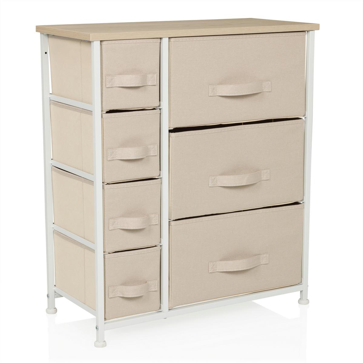 Komoda Foldress B, Bež - bela/bež, Moderno, umetna masa/tekstil (63,5/73/30cm) - MID.YOU