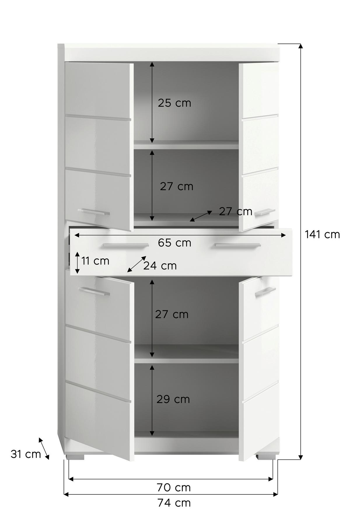 Spodnja Omarica Scout, Antracit, Bela - barve kroma/srebrne barve, Moderno, umetna masa/leseni material (74/141/31cm) - MID.YOU