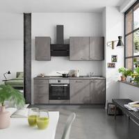 Küchenblock Riva High m. Geräten Schieferfarben - Schieferfarben/Edelstahlfarben, MODERN, Holzwerkstoff/Metall (210cm) - Nobilia