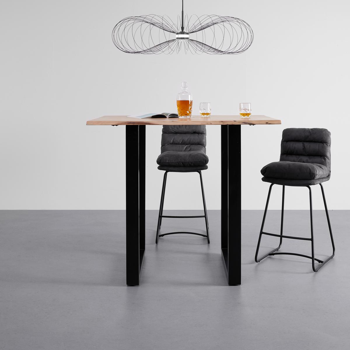STÓŁ BAROWY FINN - kolor akacjowy/czarny, Modern, metal/drewno (120/80/105cm) - Bessagi Home