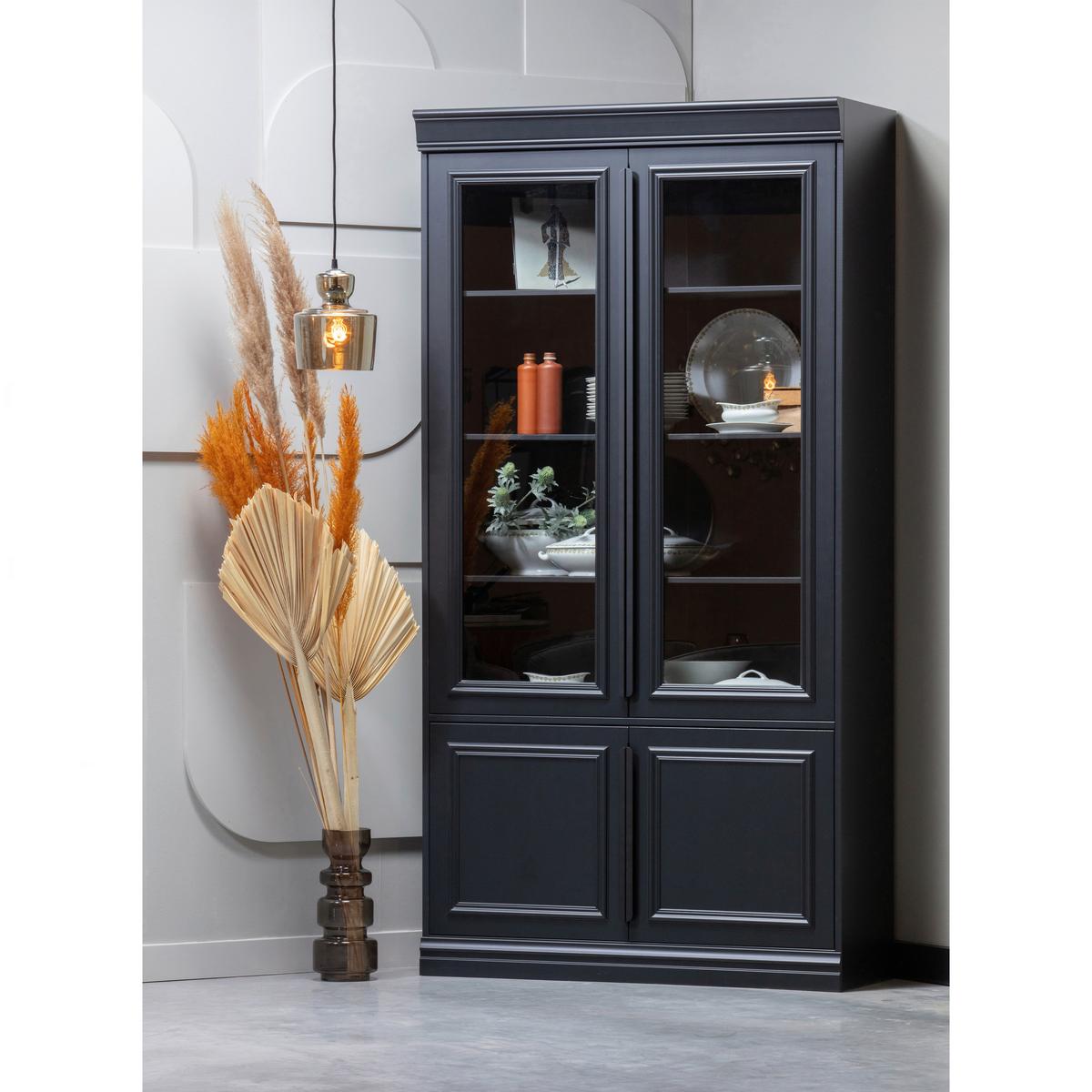 Vitrne Organize Schwarz - Schwarz, Design, Glas/Holz (110/215/44cm) - Livetastic