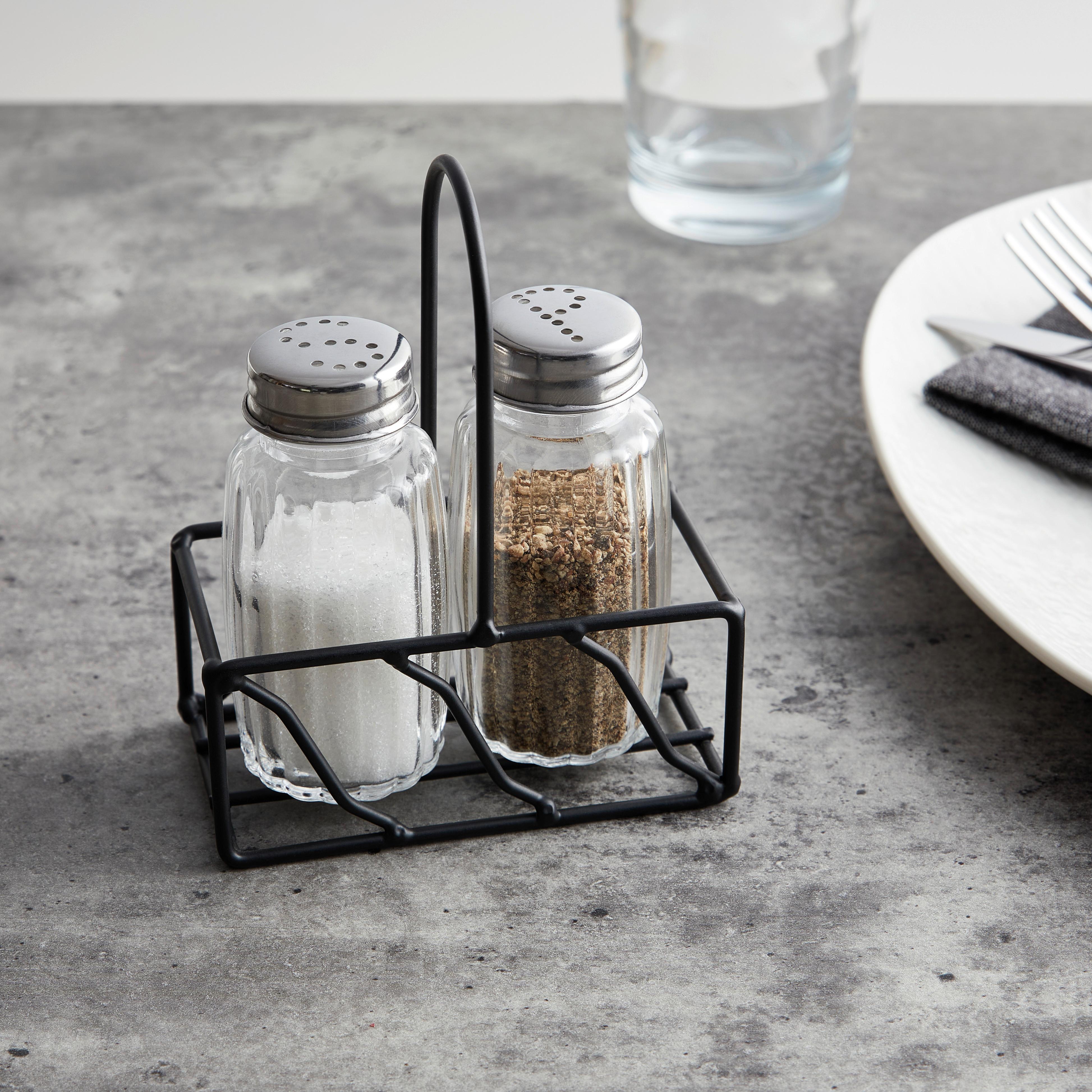 SALT-& PEPPARSTRÖARE ERIC - silver/svart, Modern, metall/glas - Mömax