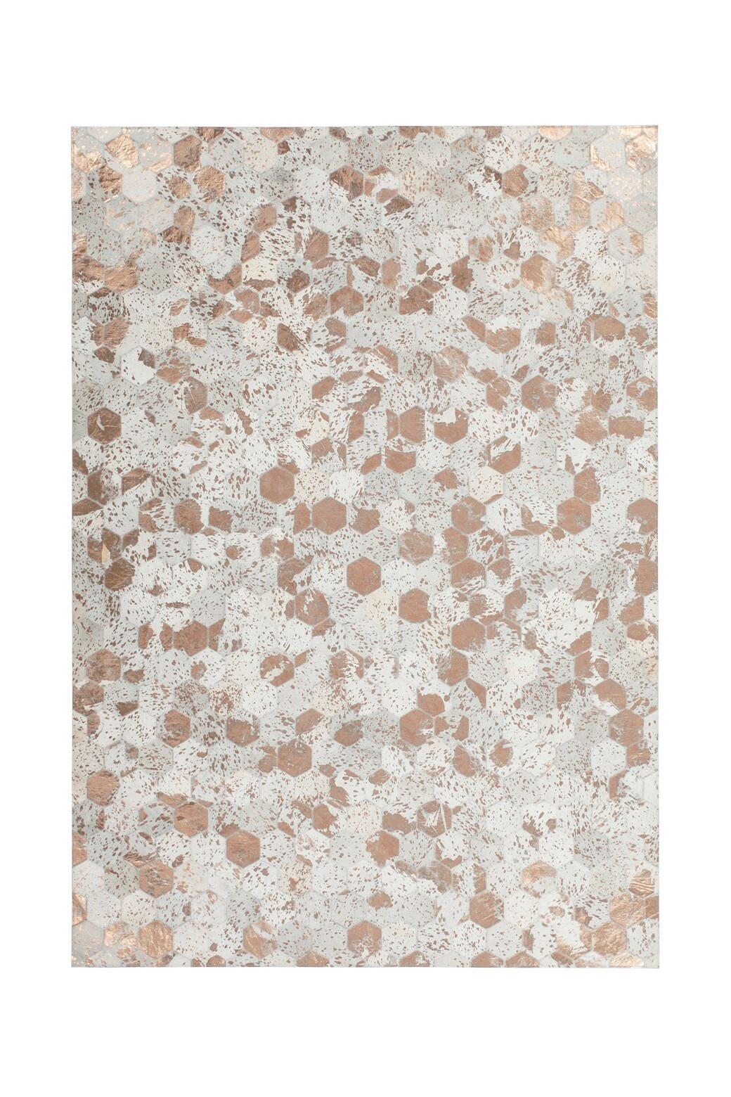 Flachwebeteppich Spark 210 Elfenbein / Chrom - Roségold/Creme, Design, Leder (160/230cm) - Kayoom
