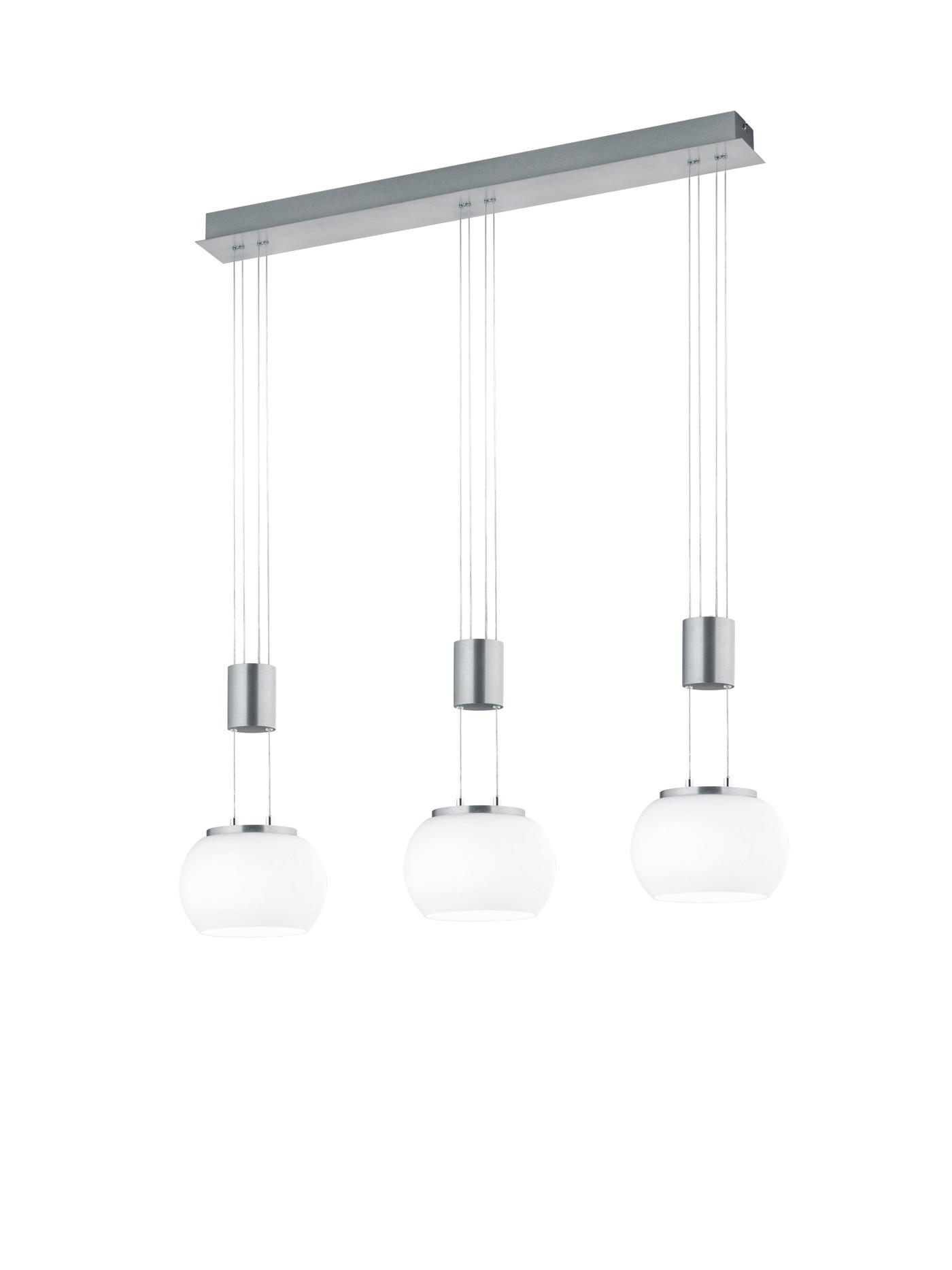 LED-Hängeleuchte Madison Nickelfarben max. 8 Watt - Weiß/Nickelfarben, Design, Glas/Metall (82/18/150cm)
