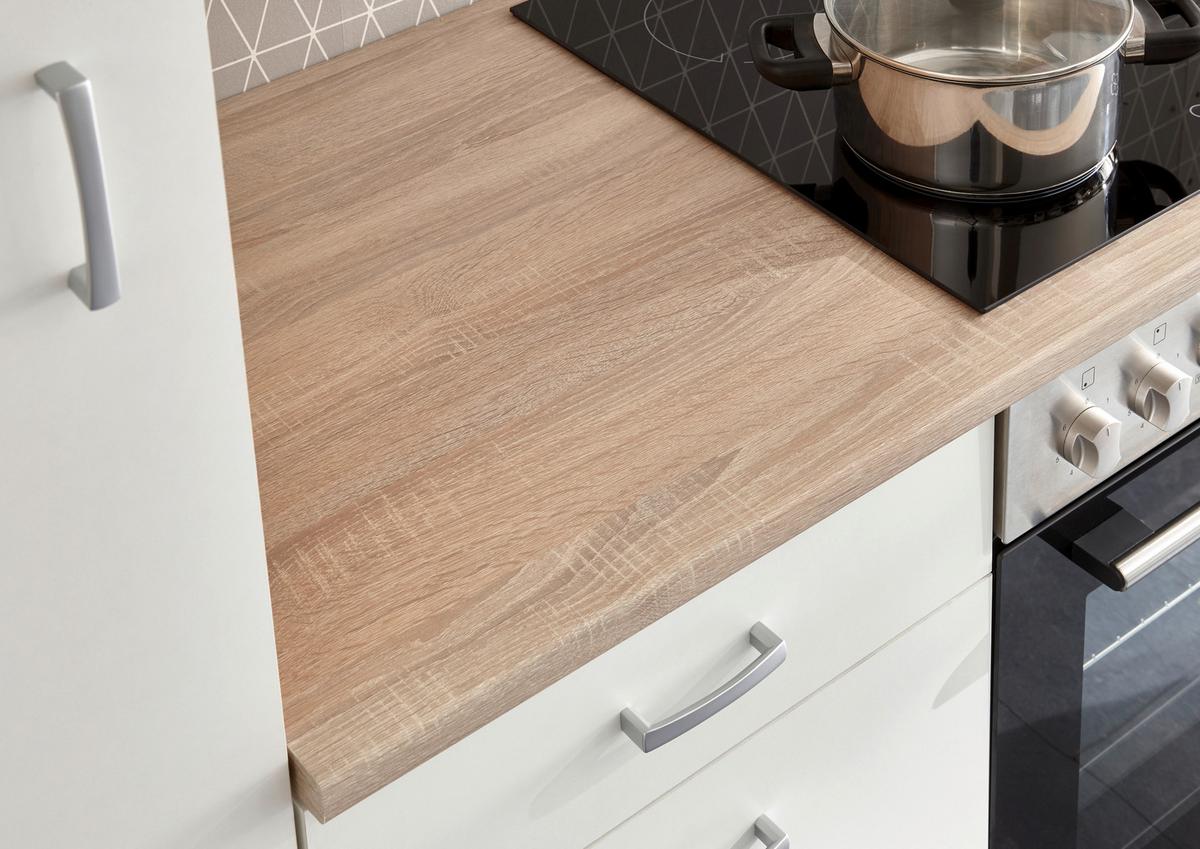 MEBLE KUCHENNE BEZ SPRZĘTÓW ANDY - kolor srebrny/biały, Modern, materiał drewnopochodny/tworzywo sztuczne (280cm) - MID.YOU