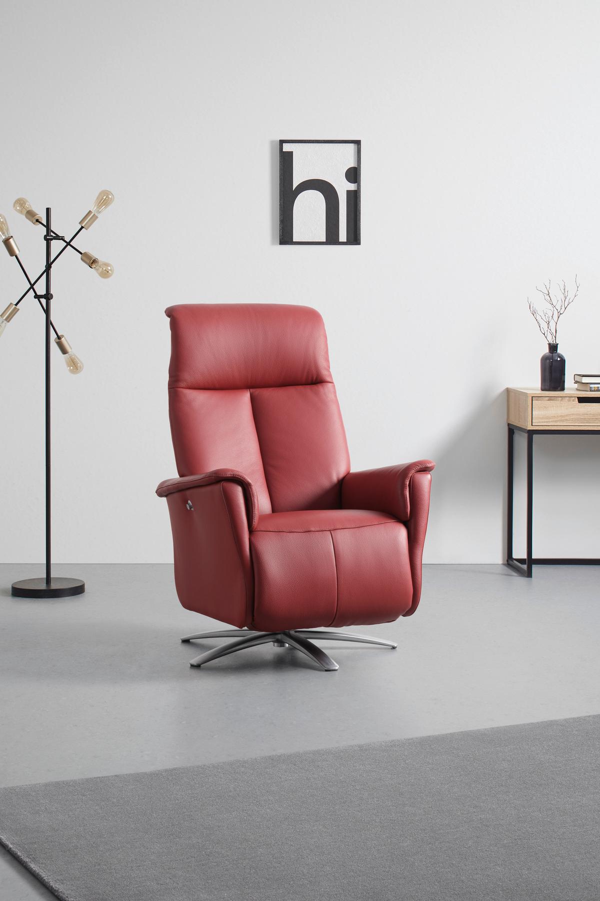Relaxsessel Tom Leder Rot - Rot, MODERN, Leder/Metall (78/113/85cm) - Premium Living