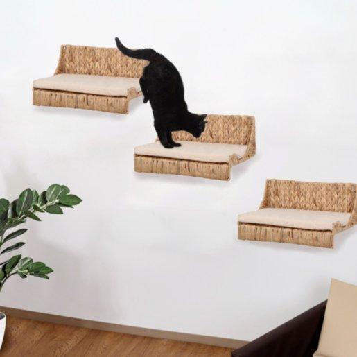 Katzen-Kletterwand Finja, 3-teilig - Hellbraun, Basics, Naturmaterialien/Textil (40/25/15cm)