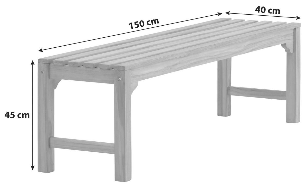 GARTENBANK KENYA - Teakfarben, KONVENTIONELL, Holz (150/45/40cm) - Gardenson