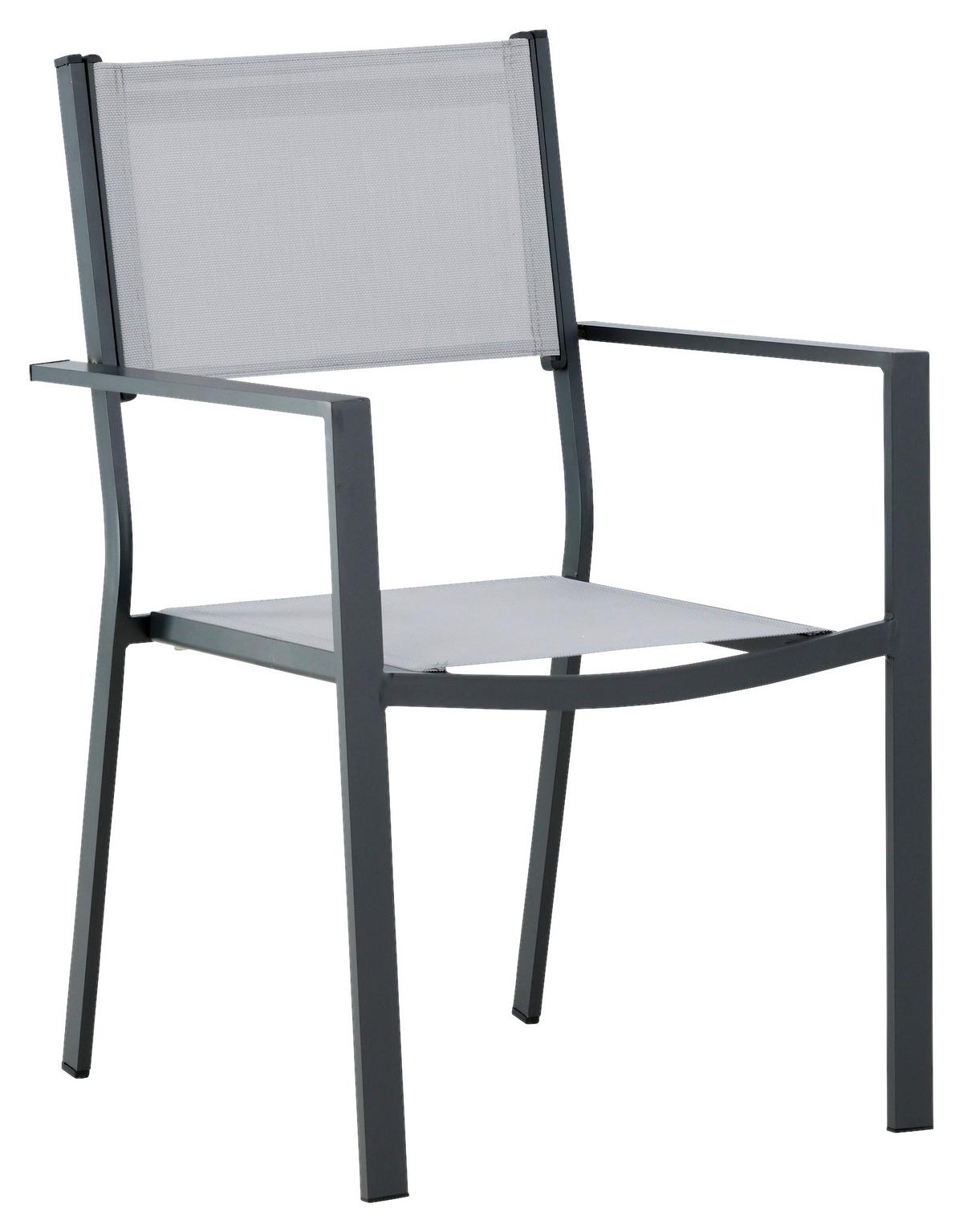 Stapelsessel-2er Set Copacabana Grau/Schwarz - Schwarz/Grau, KONVENTIONELL, Textil/Metall (56,5/88/61cm) - Gardenson