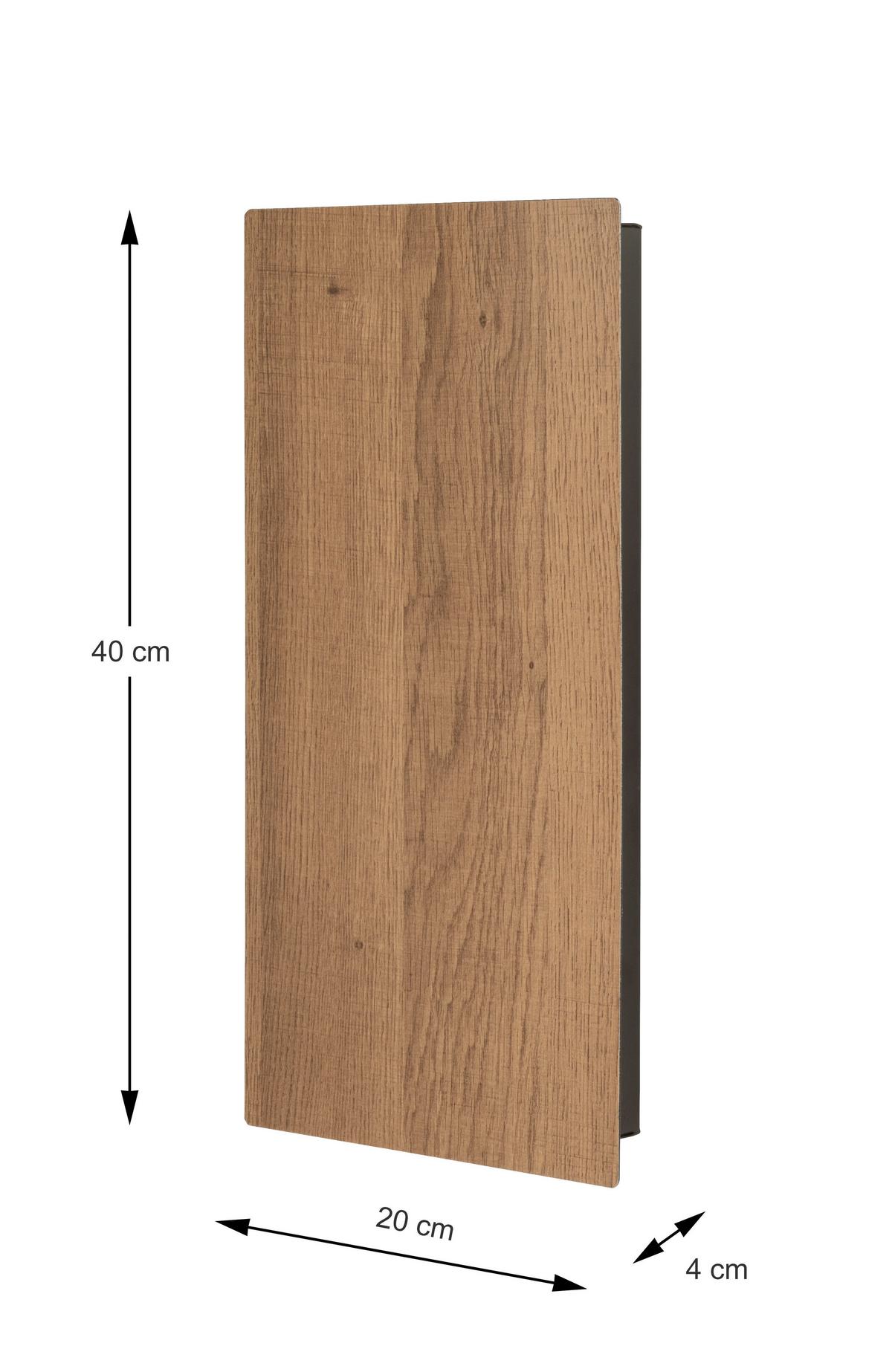 SKRZYNKA NA KLUCZE BOLOGNA - kolor dębowy/czarny, Basics, metal (20/40/4cm)