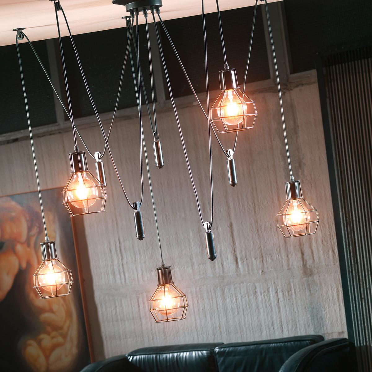 Hängeleuchte Spider Schwarz max. 22 Watt - Schwarz, LIFESTYLE, Metall (90/90cm)
