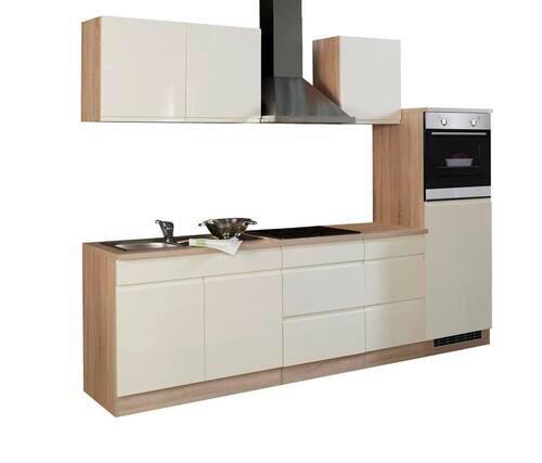 Küchenblock "Cardiff" Creme /Eiche inkl. E-Geräte - Eichefarben/Creme, Basics, Holzwerkstoff (270cm) - Held