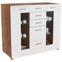 Visoka Komoda Avensis, Bela, Barva Hrasta - barve kroma/črna, Moderno, umetna masa/steklo (150/114,6/43,1cm) - Mömax