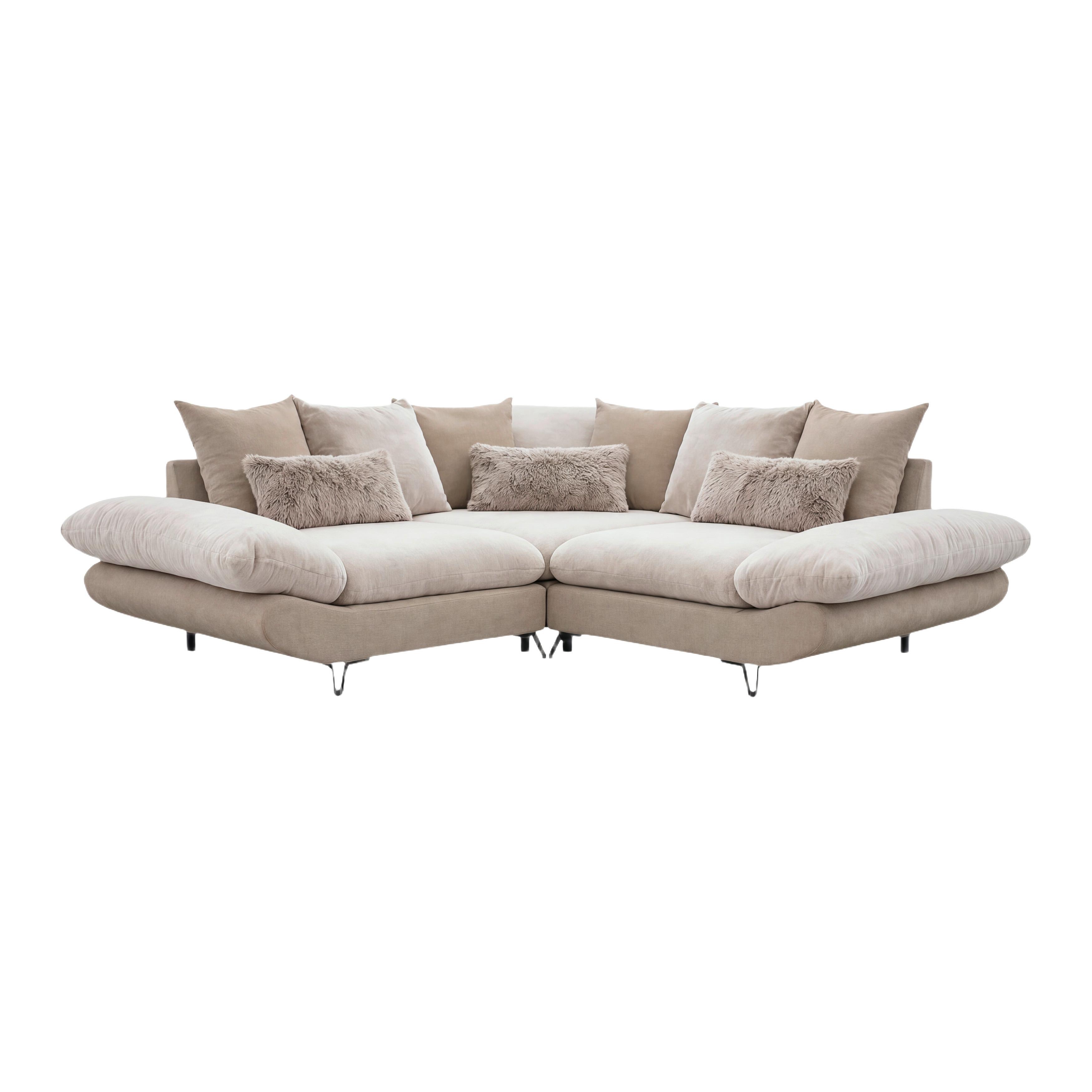 Wohnlandschaft Bormio - Beige/Schwarz, Modern, Textil/Metall (276/276cm) - Premium Living
