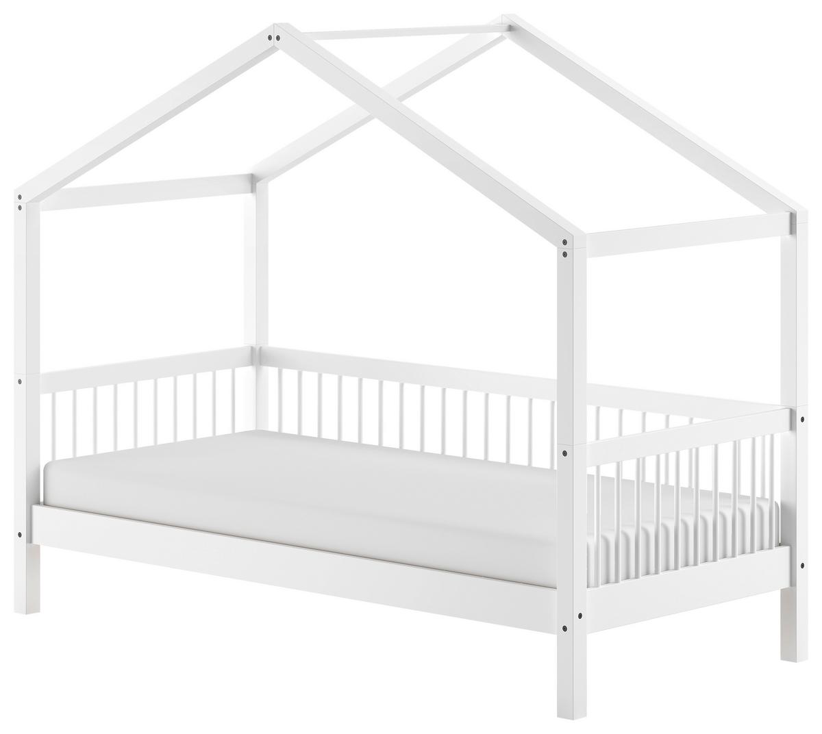 Hausbett FORREST Weiß ca.90x200cm Echtholz Buche - Naturfarben/Weiß, MODERN, Holz (90/200cm) - Vipack