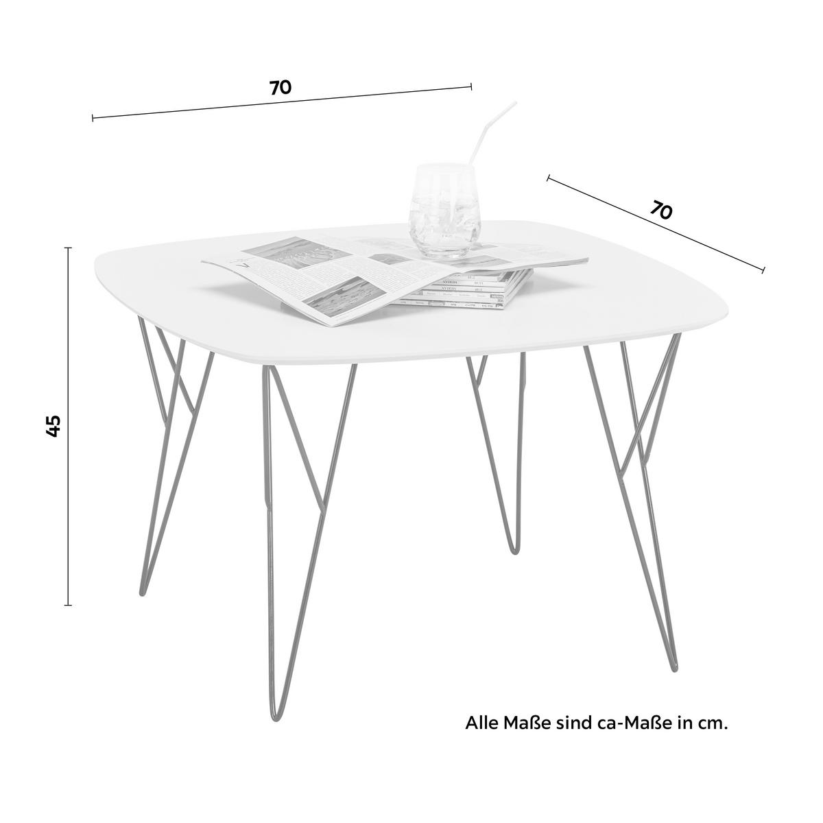 Măsuță de cafea PERCY -TOP- - alb/negru, Modern, metal/material pe bază de lemn (70/70/45cm) - Best Price