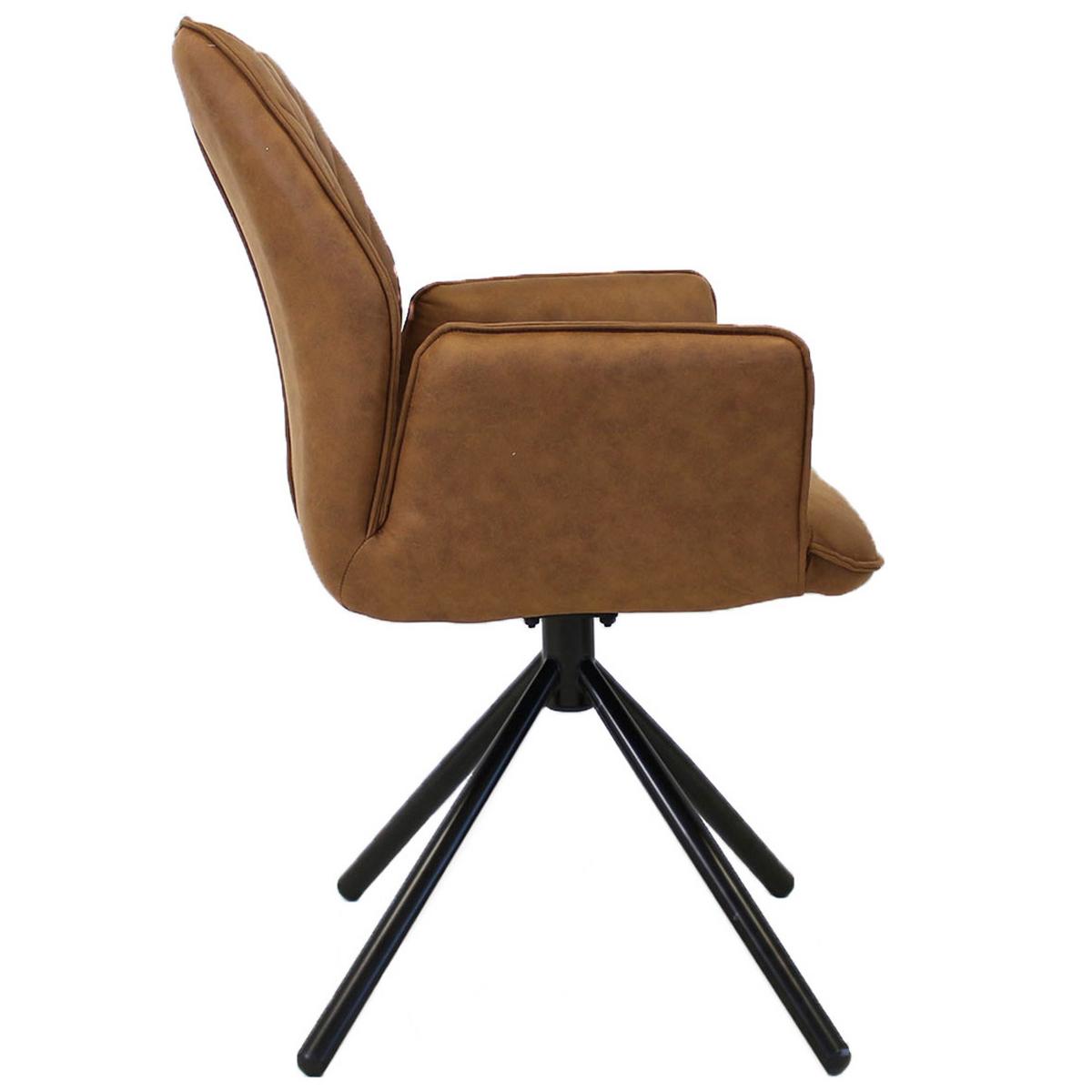 Armlehnstuhl Donny ca. 58x92 cm Cognac - Cognac/Haselnussfarben, LIFESTYLE, Textil/Metall (58/92/52cm) - MID.YOU